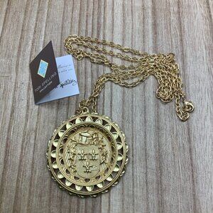Tori Spelling NWOT Gold Tone Medallion Long Necklace